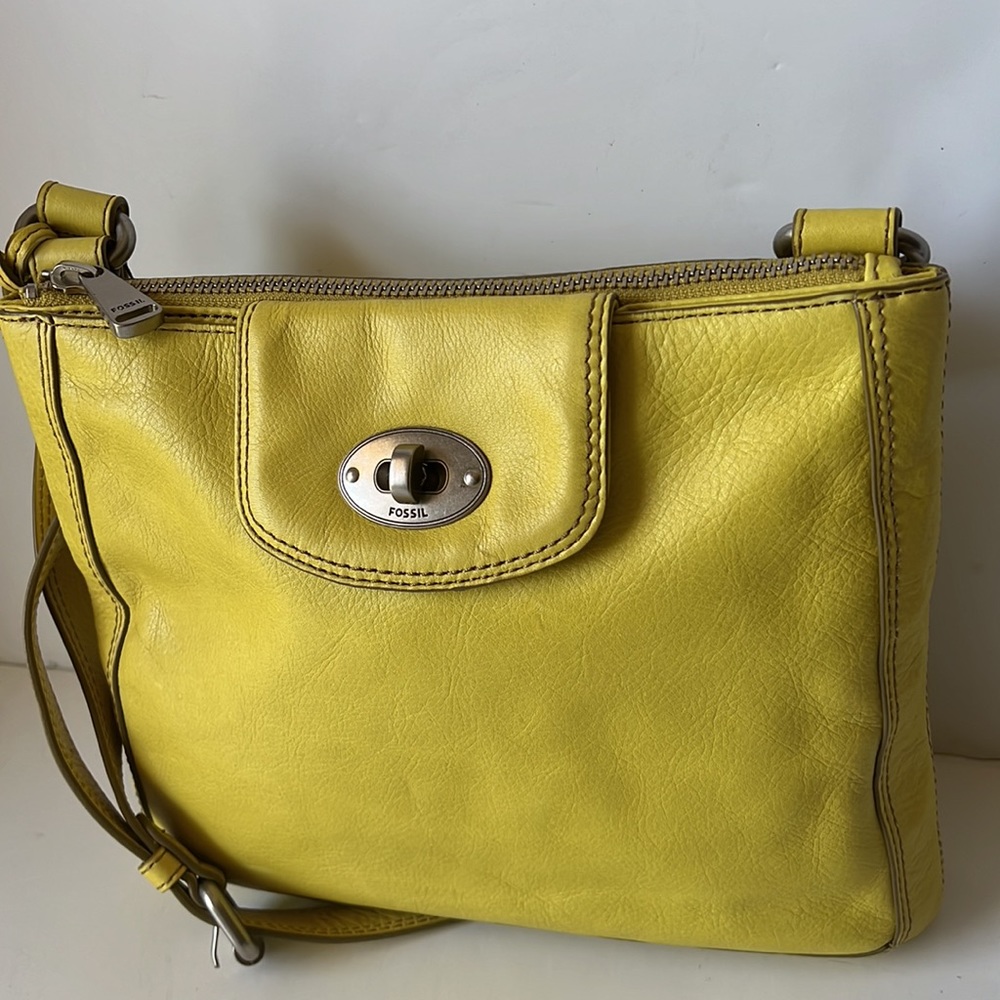Fossil Marlow Crossbody Bag Leather Citrus Shoulder Bag New - Picture 3 of 16